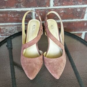 CL by Laundry carnation pink suede heels 7.5